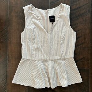 Alex Marie Beige and White Striped Top